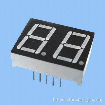Dual-digit 7-segment LED Display, 0.56-inch Green Color, Common Cathode, White Segment & Black Face
